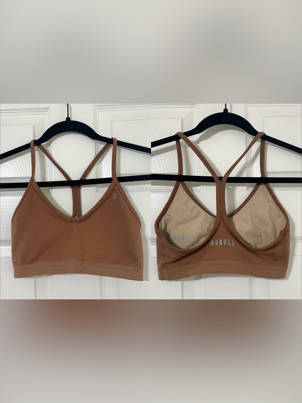 NOBULL Matte V-Neck Sports Bra Racerback Strap Brown Size Small